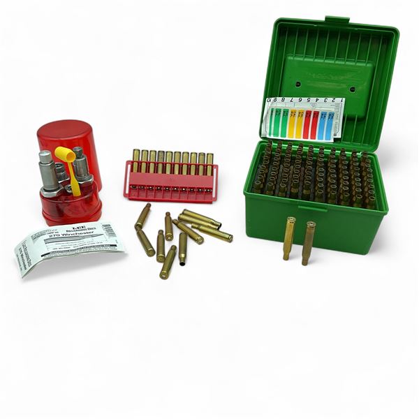 Lee 270 Winchester Reloading Die Set and Assorted 270 Winchester Brass X Approx. 120 Qty