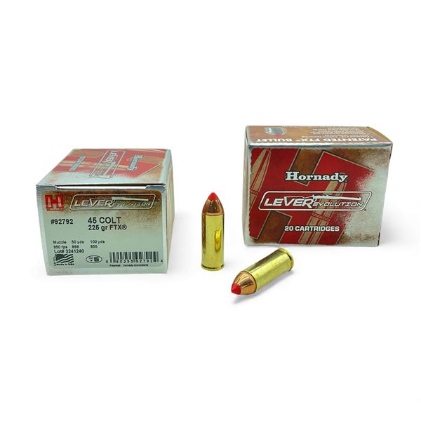 Hornady LeveRevolution 45 Colt, 225 Grain FTX Ammunition, 40 Rounds