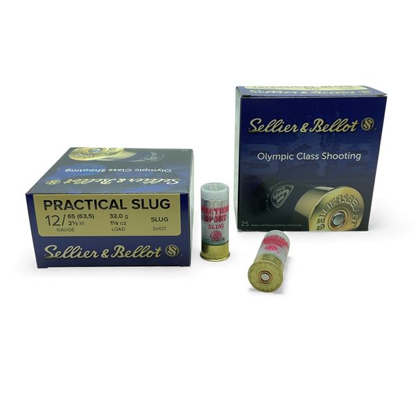 Sellier & Bellot Practical Slug 12 Ga, 2-1/2”, 1-1/8 oz Slug ammunition, 50 Rounds