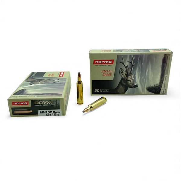 Norma Oryx 22-250 Rem, 55 Grain Ammunition, 40 Rounds