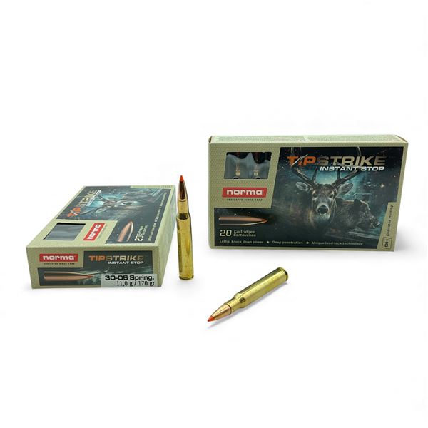 Norma Tip Strike 30-06 Spring., 170 Grain Ammunition, 40 Rounds