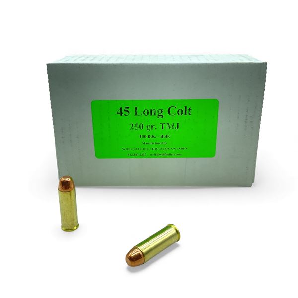 Wolf 45 Long Colt, 250 Grain TMJ Ammunition, 100 Rounds