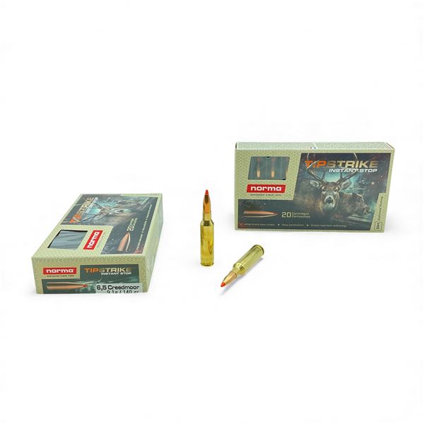 Norma Tip Strike 6.5 Creedmoor, 140 Grain Ammunition, 40 Rounds
