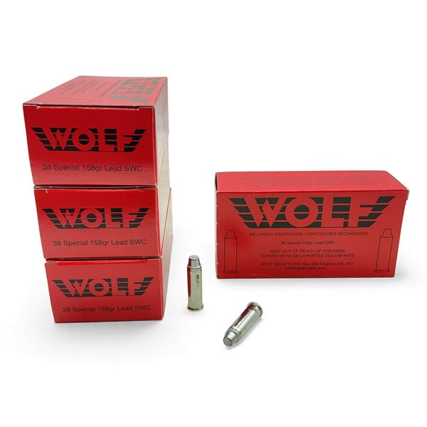 Wolf 38 Special, 158 Grain Lead SWC Reloaded Ammunition, 200 Rounds