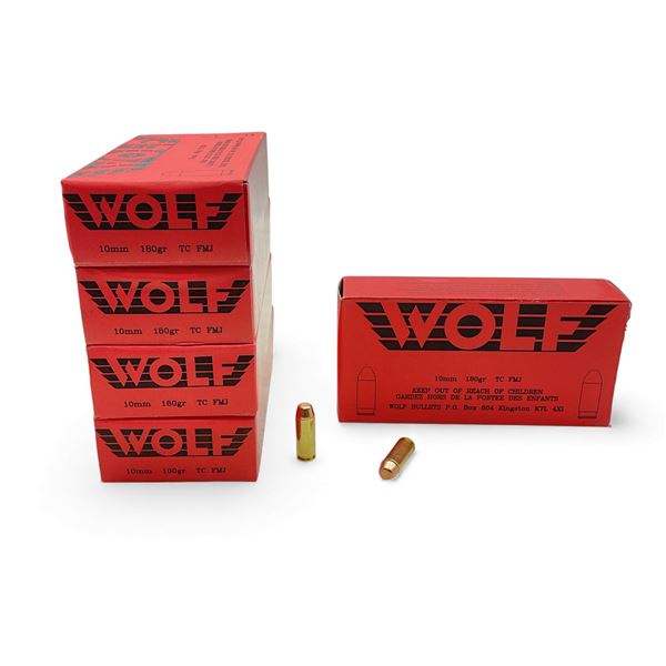Wolf 10mm, 180 Grain TC FMJ Ammunition, 250 Rounds