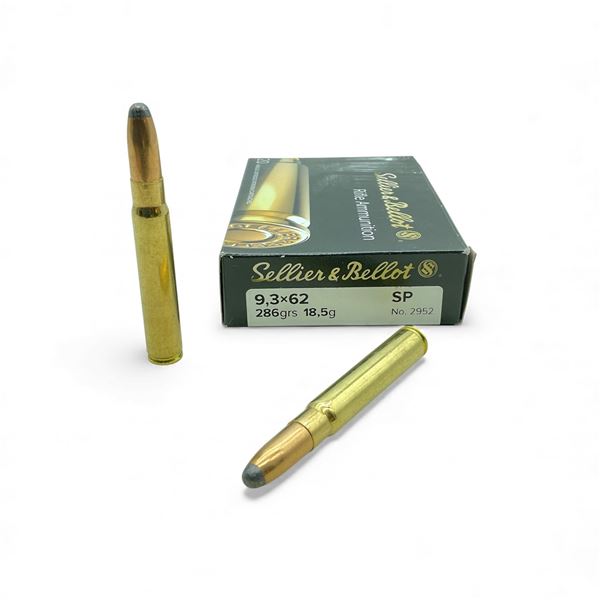 Sellier & Bellot 9.3x62, 286 Grain SP Ammunition, 20 Rounds