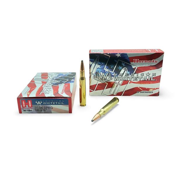 Hornady American Whitetail 30-06 Spring., 180 Grain SP Ammunition, 40 Rounds