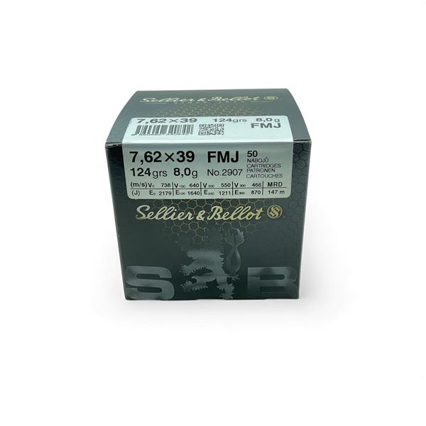 Sellier & Bellot 7.62x39, 124 Grain FMJ Ammunition, 50 Rounds