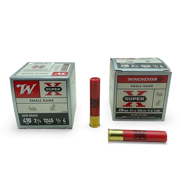 Winchester Super X Small Game High Brass 410 Ga, 2-1/2”, 1/2 oz, #4 Shot Ammunition, 50 Rou
