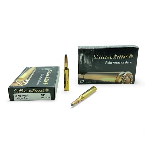 Sellier & Bellot 270 Win, 130 Grain SP Ammunition, 40 Rounds