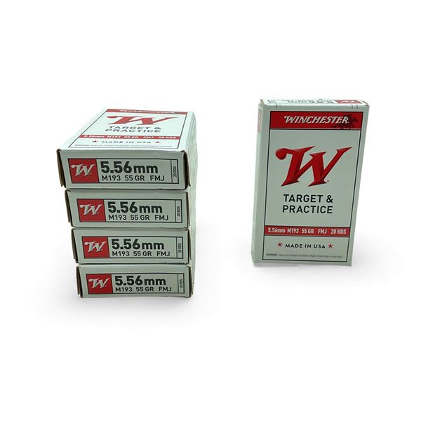 Winchester Target & Practice 5.56mm (M193), 55 Grain FMJ Ammunition, 100 Rounds