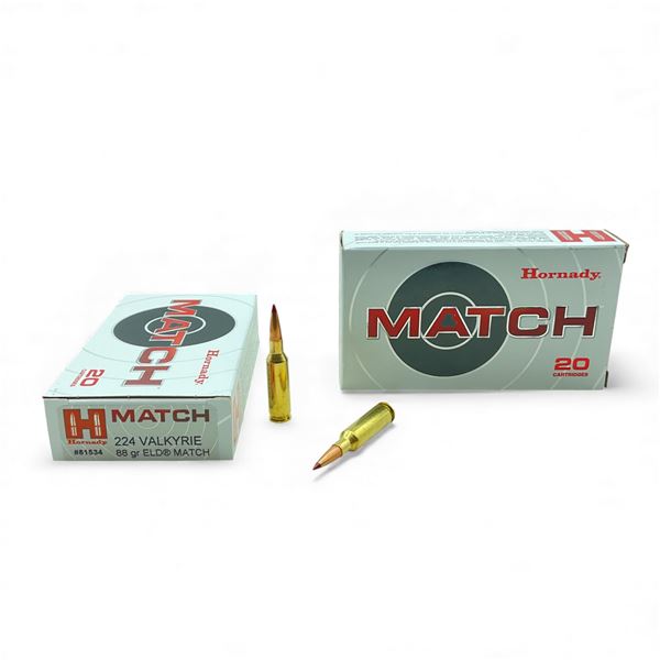 Hornady Match 224 Valkyrie, 88 Grain ELD Match Ammunition, 40 Rounds