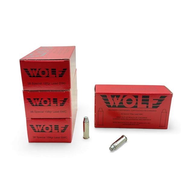 Wolf 38 Special, 158 Grain Lead SWC Reloaded Ammunition, 200 Rounds