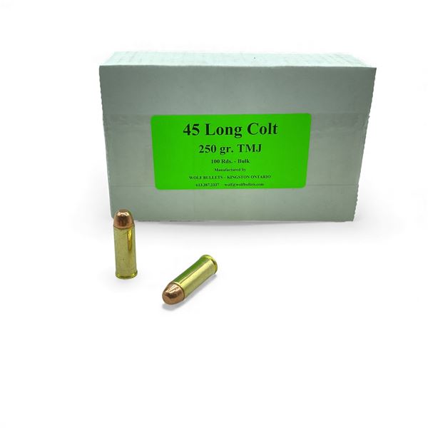 Wolf 45 Long Colt, 250 Grain TMJ Ammunition, 100 Rounds