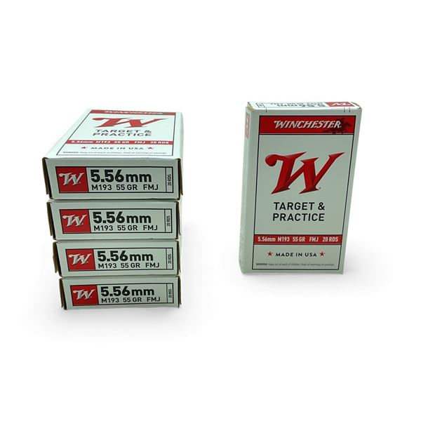 Winchester Target & Practice 5.56mm (M193), 55 Grain FMJ Ammunition, 100 Rounds
