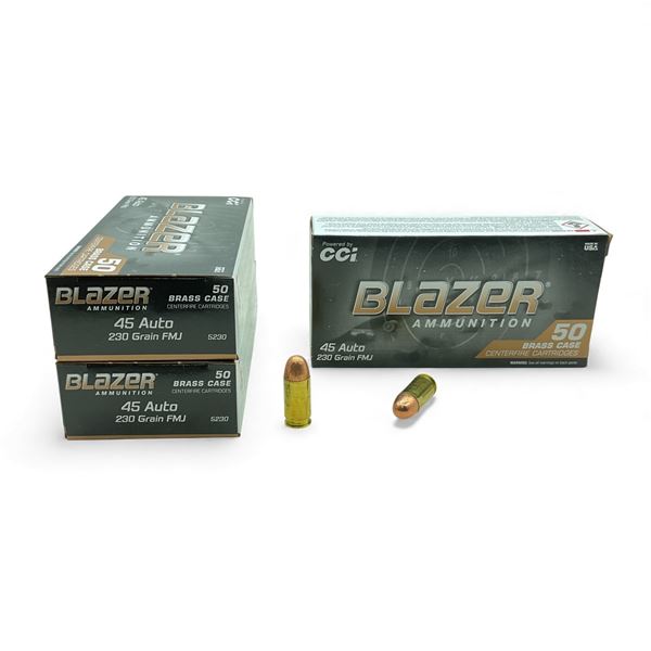 CCI Blazer 45 Auto, 230 Grain FMJ Ammunition, 150 Rounds