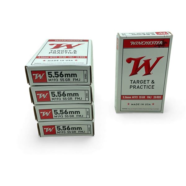 Winchester Target & Practice 5.56mm (M193), 55 Grain FMJ Ammunition, 100 Rounds