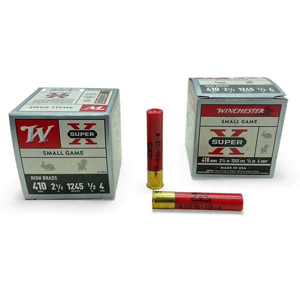 Winchester Super X Small Game High Brass 410 Ga, 2-1/2”, 1/2 oz, #4 Shot Ammunition, 50 Rou
