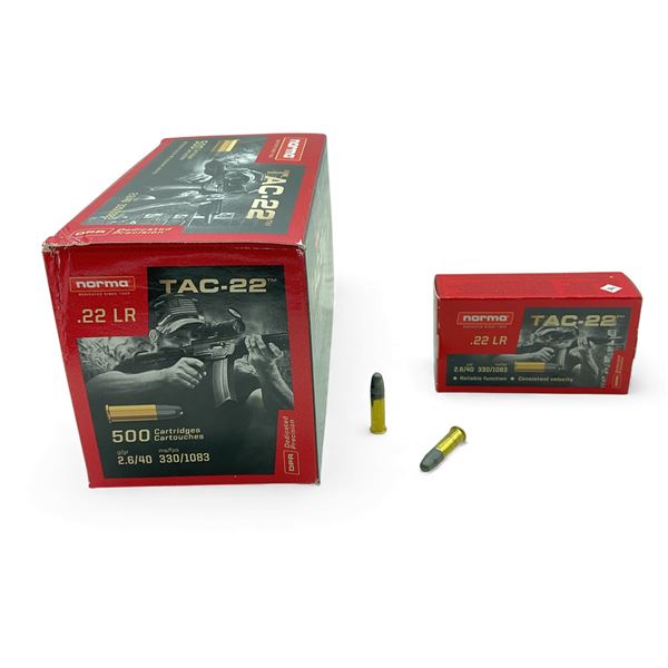 Norma Tac-22 .22 LR, 40 Grain LRN Ammunition, 500 Rounds
