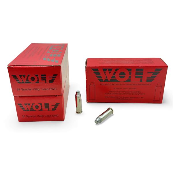Wolf 38 Special, 158 Grain Lead SWC Reloaded Ammunition, 150 Rounds