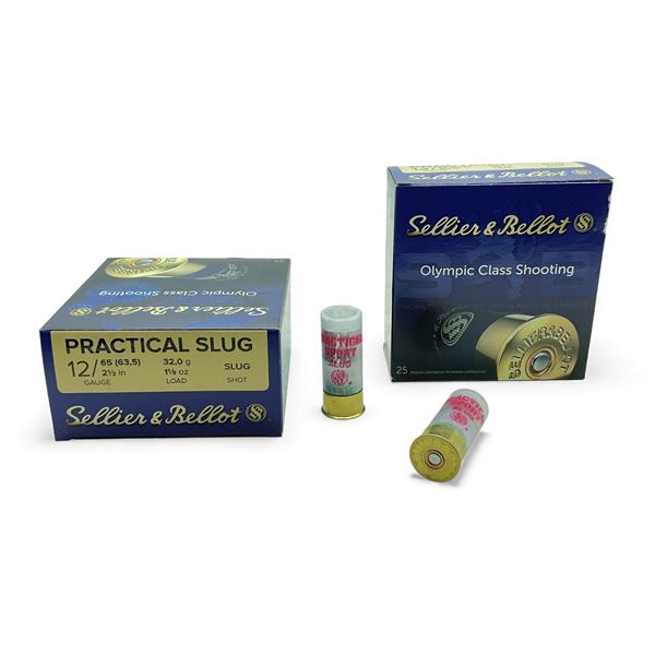 Sellier & Bellot Practical Slug 12 Ga, 2-1/2”, 1-1/8 oz Slug ammunition, 50 Rounds