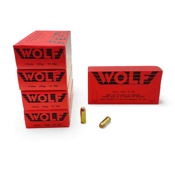 Wolf 10mm, 180 Grain TC FMJ Ammunition, 250 Rounds