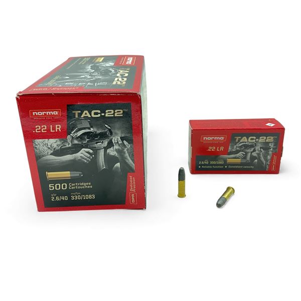 Norma Tac-22 .22 LR, 40 Grain LRN Ammunition, 500 Rounds