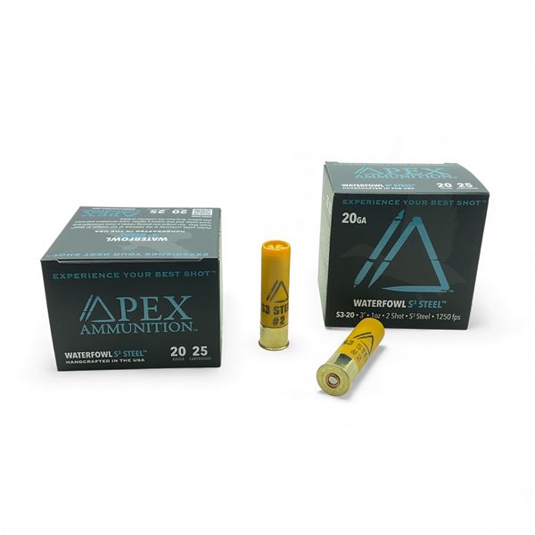 Apex Waterfowl S3 Steel 20 Ga, 3”, 1 oz, #2 Shot Ammunition, 50 Rounds