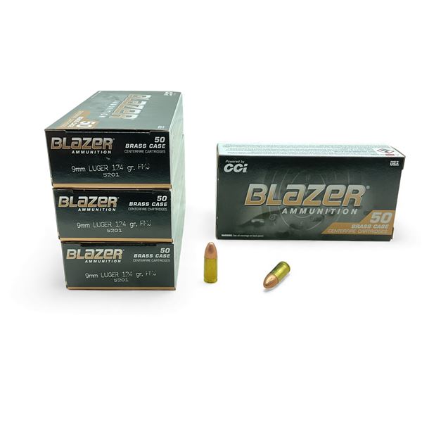 CCI Blazer 9mm Luger, 124 Grain FMJ Ammunition, 200 Rounds