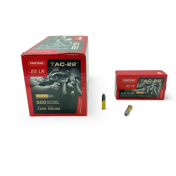 Norma Tac-22 .22 LR, 40 Grain LRN Ammunition, 500 Rounds