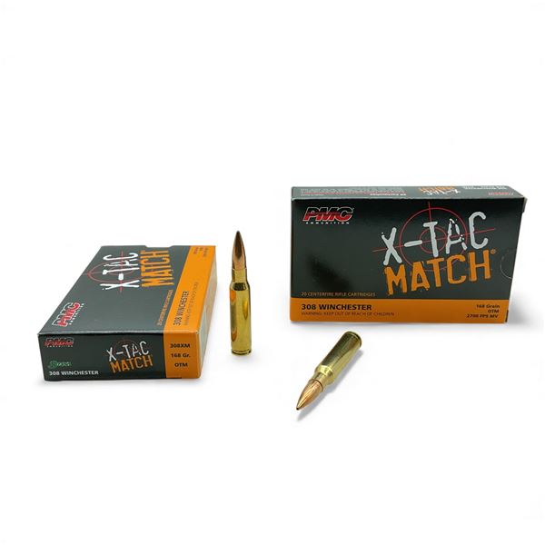 PMC X-Tac Match 308 Win, 168 Grain OTM Ammunition, 40 Rounds
