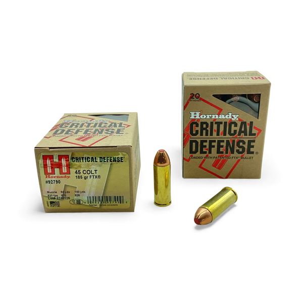 Hornady Critical Defense 45 Colt, 185 Grain FTX Ammunition, 40 Rounds