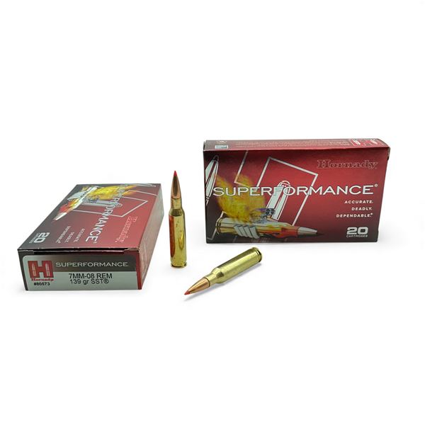 Hornady Superformance 7mm-08 Rem, 139 Grain SST Ammunition, 40 Rounds