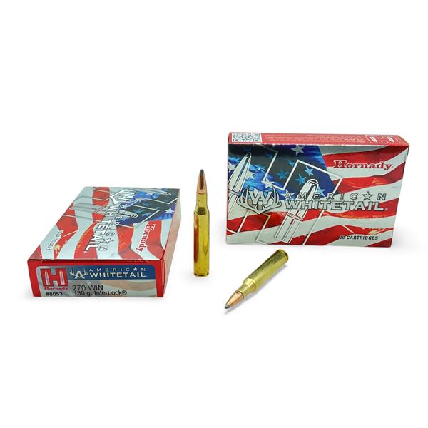 Hornady American Whitetail 270 Win, 130 Grain Interlock Ammunition, 40 Rounds