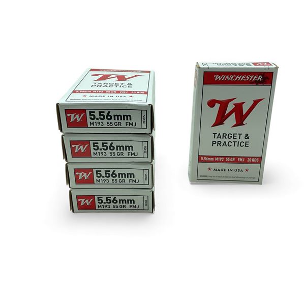 Winchester Target & Practice 5.56mm (M193), 55 Grain FMJ Ammunition, 100 Rounds