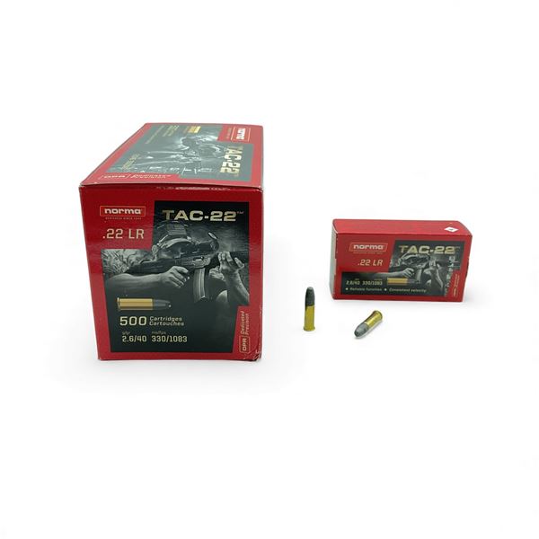 Norma Tac-22 .22 LR, 40 Grain LRN Ammunition, 500 Rounds