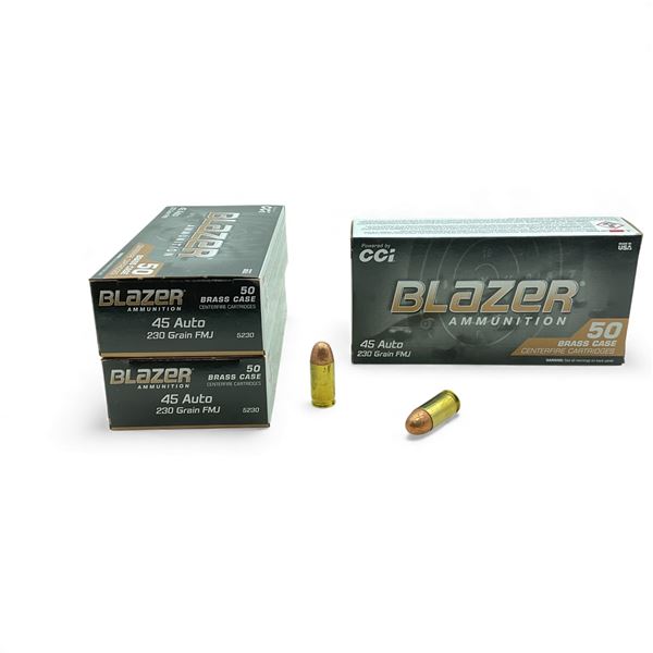 CCI Blazer 45 Auto, 230 Grain FMJ Ammunition, 150 Rounds