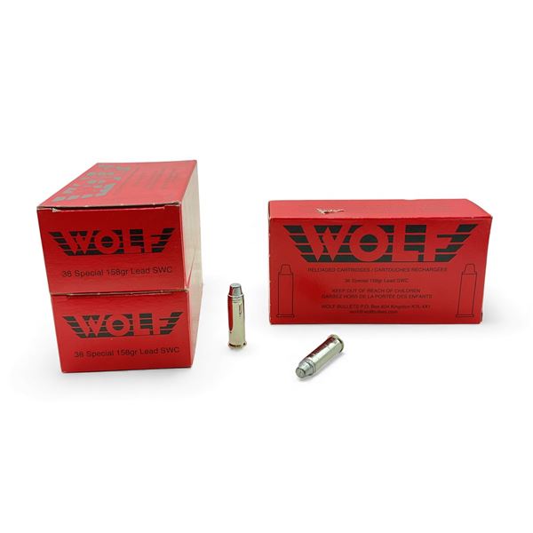 Wolf 38 Special, 158 Grain Lead SWC Reloaded Ammunition, 150 Rounds