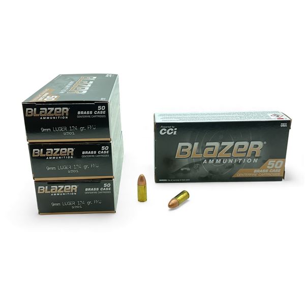 CCI Blazer 9mm Luger, 124 Grain FMJ Ammunition, 200 Rounds