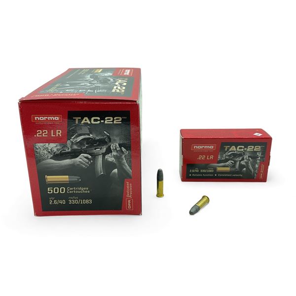 Norma Tac-22 .22 LR, 40 Grain LRN Ammunition, 500 Rounds