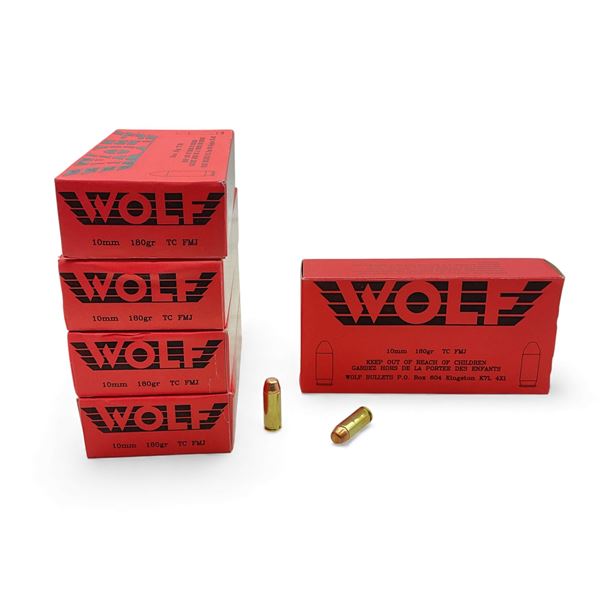Wolf 10mm, 180 Grain TC FMJ Ammunition, 250 Rounds
