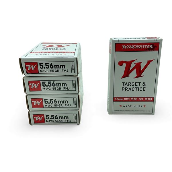 Winchester Target & Practice 5.56mm (M193), 55 Grain FMJ Ammunition, 100 Rounds