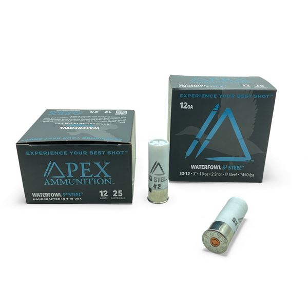 Apex Waterfowl S3 Steel 12 Ga, 3”, 1-1/4 oz, #2 Shot Ammunition, 50 Rounds