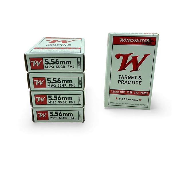 Winchester Target & Practice 5.56mm (M193), 55 Grain FMJ Ammunition, 100 Rounds