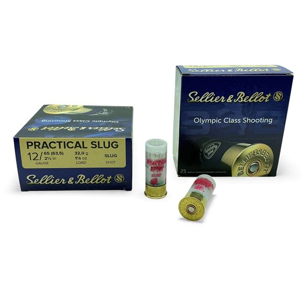 Sellier & Bellot Practical Slug 12 Ga, 2-1/2”, 1-1/8 oz Slug ammunition, 50 Rounds