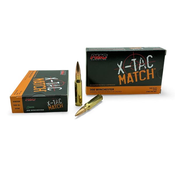 PMC X-Tac Match 308 Win, 168 Grain OTM Ammunition, 40 Rounds