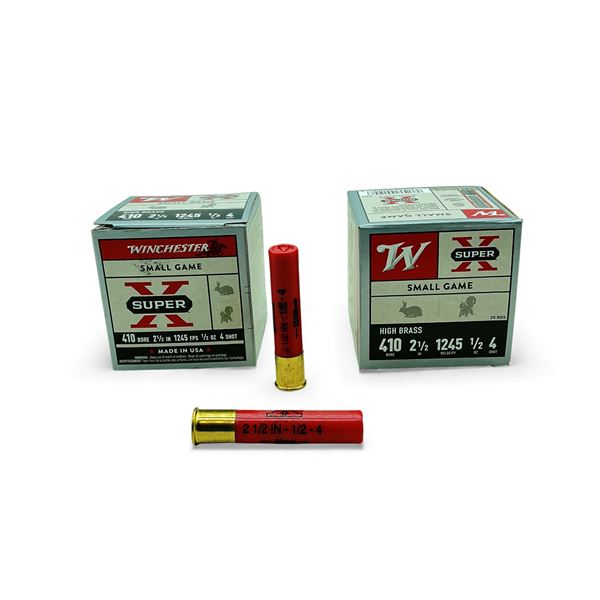 Winchester Super X Small Game High Brass 410 Ga, 2-1/2”, 1/2 oz, #4 Shot Ammunition, 50 Rou