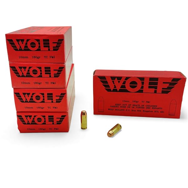 Wolf 10mm, 180 Grain TC FMJ Ammunition, 250 Rounds