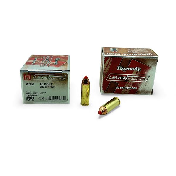 Hornady LeveRevolution 45 Colt, 225 Grain FTX Ammunition, 40 Rounds