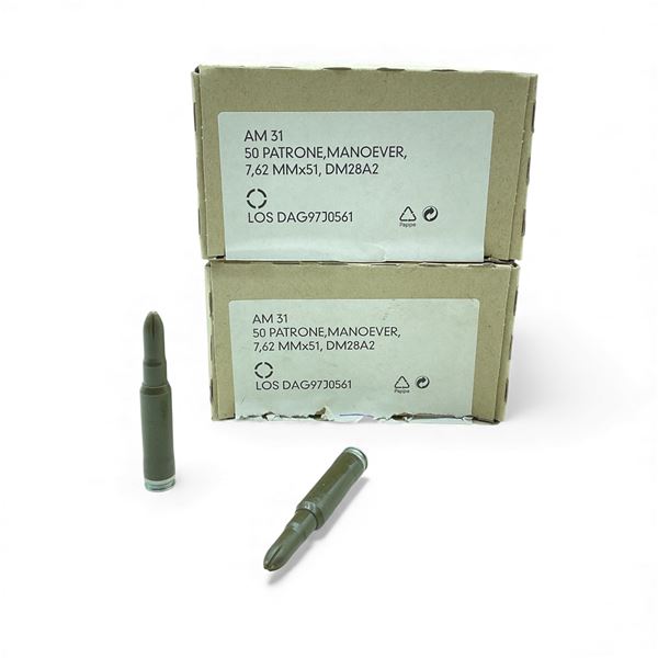 Patrone AM31, 7.62mm × 51, DM28A2 Blank Ammunition, 100 Qty